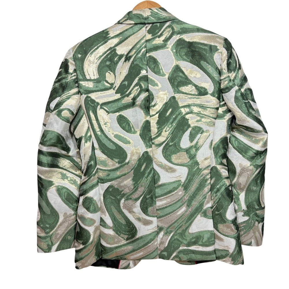 Kent & Park Italy Mens Kelly Green Gold Swirl Jacquard Blazer Sport Coat J114 38 - Picture 6 of 7